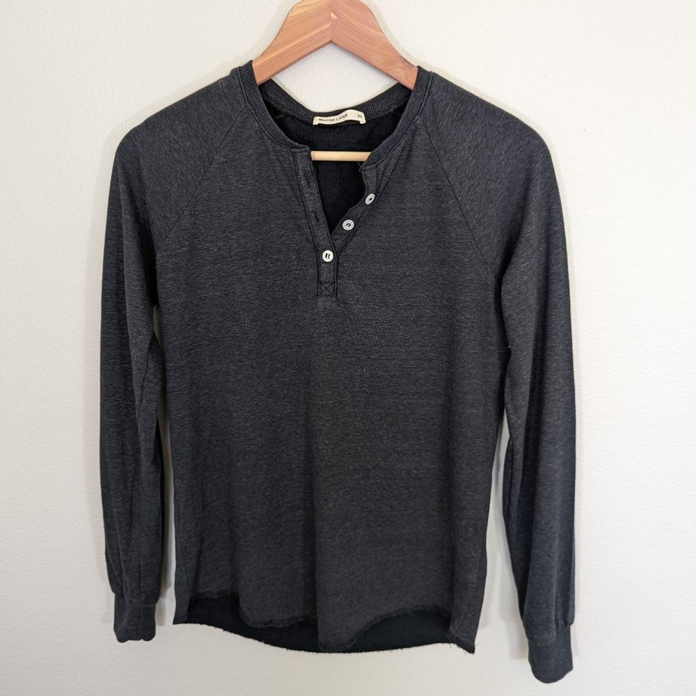 Marine Layer Women's Double Knit Henley in Faded Black